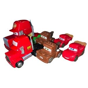 Disney Pixar Cars Toy Lot – Lightning McQueen, Mack Trucks & Tow Mater Figures